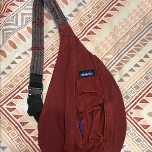 Kavu Maroon Belt Bag with Patterned Strap